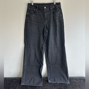 AEO Curvy Super High rise Baggy Straight  Black Jeans Size 14